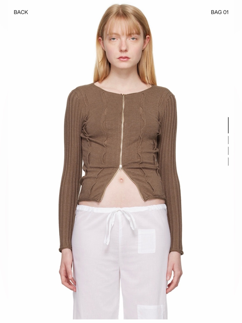 Gimaguas brown Forat cardigan zip